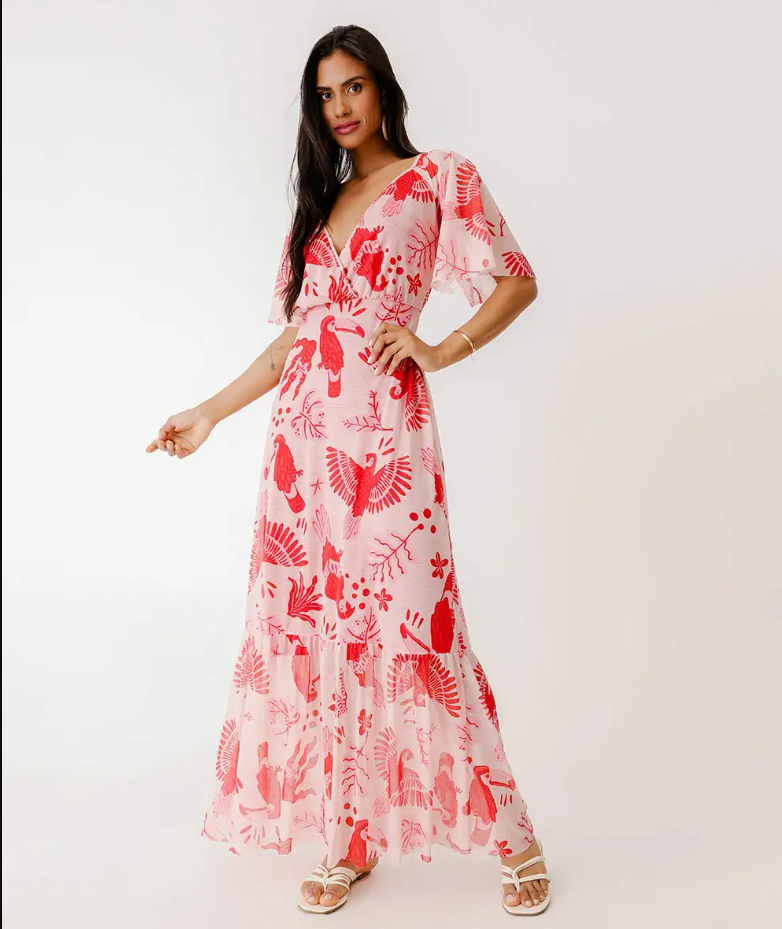 Women’s Long Dress with Toucan Print